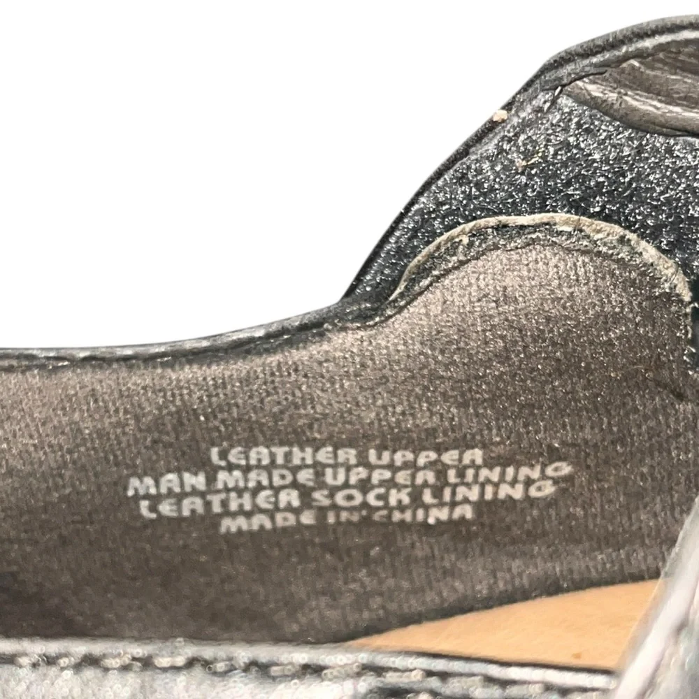 Earth Gray Clover Mary Jane Leather Shoes Size 7 B - Picture 5 of 6
